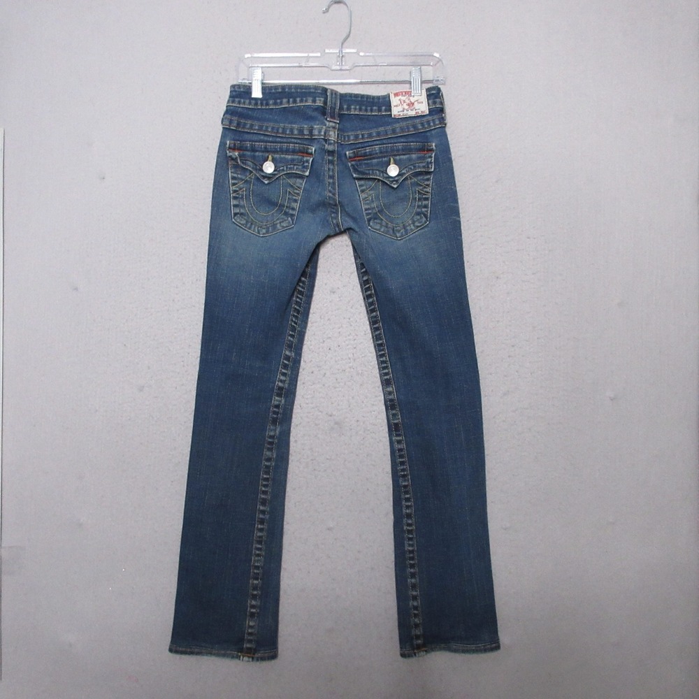 True Religion Jeans women 27 Low Rise Billy‎ Y2K Fade Flap Pocket Grunge USA